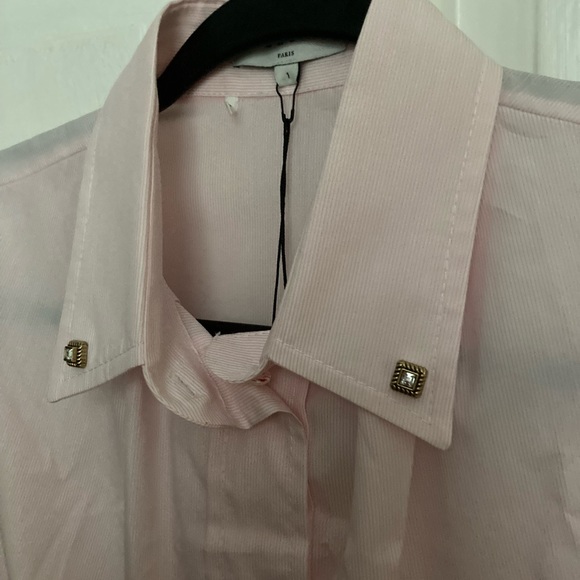 Sandro Pollie Studded Striped Cotton-poplin Shirt - Picture 13 of 16